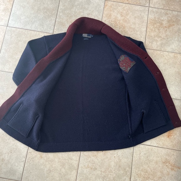 Polo By Ralph Lauren Rare Wool Vintage Varsity Men’s Sweater Jacket Size Large - Picture 2 of 10
